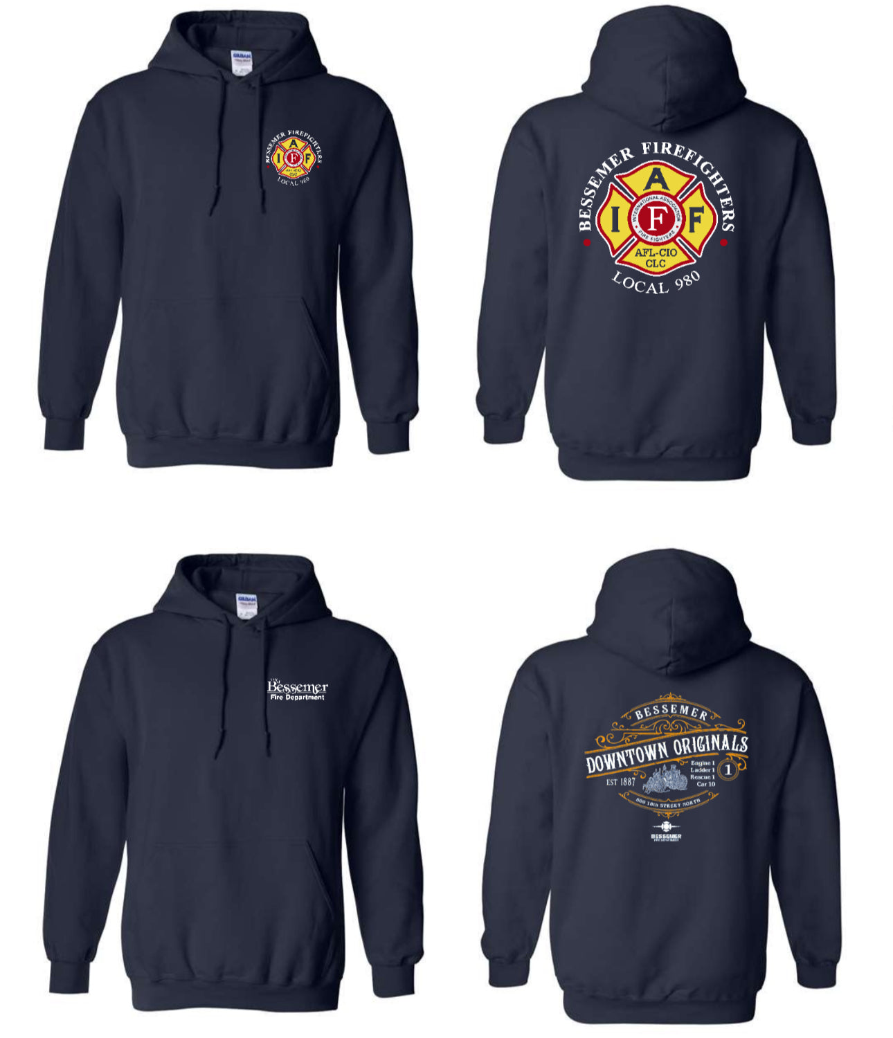 Bessemer - Pullover Hoodie (Officer City Logo, Heavy Rescue, Local 980 & All Stations)